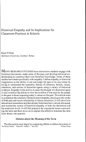 Pdf Historical Empathy And Its Implications For Classroom Practices In Schools