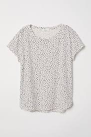Black And White Polka Dot Shirt Womens Cotton T Shirt Natural White Dotted Women H M Us Polka Dot T Shirts Women Tops Online Cotton Tshirt