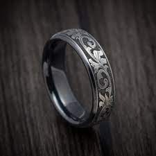 Black Titanium Vintage Floral Mens Ring Titanium Rings For Men Rings For Men Revolution Jewelry