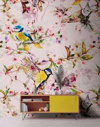 Wallpaper With Birds And Flowers For Walls Birds Flowers Leaves And A Artwork For Walls With Unimore Wallpapers With Images Wall Wallpaper Accent Wallpaper Wallpaper Suppliers