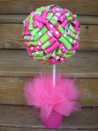 Ribbon Topiary Hot Pink Lime Green Perfect For Strawberry Shortcake Birthday Party B Strawberry Shortcake Birthday Strawberry Party Strawberry Shortcake Party