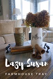 Lazy Susan Farmhouse Tray Gray Driftwood Finish Dining Room Or Kitchen Table Coffee Table Or C Diy Crafts For Home Decor Diy Farmhouse Decor Table Top Decor