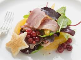 Salat Mit Geraucherter Entenbrust Und Orangen Rezept Rezepte Weihnachtsessen Ideen Fingerfood Vorspeisen