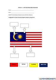 Tahukah anda maksud lambang dan warna pada jalur gemilang? Mengenal Warna Bendera Malaysia Worksheet
