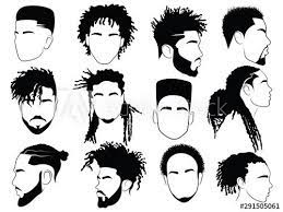 Set Of Afro Hairstyles For Men Collection Of Dreads And Afro Braids For Men Black And White Illustration For A H Afro Hairstyles Men Afro Hairstyles Afro Men