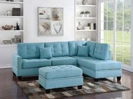 Shop our linen couch selection from the world's finest dealers on 1stdibs. Sacks Blue Tufted Linen Sectional With Chaise Lounge Ottoman Poundex F6505
