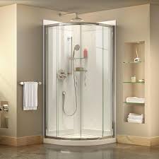 Dreamline Prime White Wall Acrylic Floor Round 3 Piece Corner Shower Kit Actual 76 75 In X 36 In X 36 In Corner Shower Kits Shower Enclosure Frameless Shower Enclosures