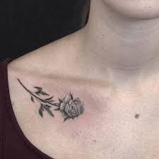 Fine Line Rose Tattoo On The Right Collarbone Black Rose Tattoos Collar Bone Tattoo Tattoos