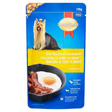 Some people say they taste good, but some find it gross. Smartheart Bacon Egg Flavor Chicken Chunk In Gravy 1 Year Adult Dog Food 120g Tesco Lotus Groceries