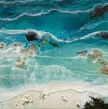 Original Art Fine Art Resin Art Mixed Media Art Ocean Art Etsy Ocean Artwork Ocean Art Coastal Art