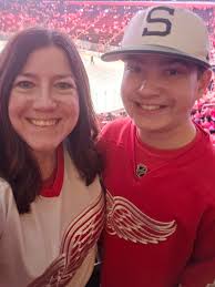 We capped off Andrew's return to school with a Red Wings game and WHAT A  GAME IT WAS!! They were down 2-4 going into the third period, came back to  tie it