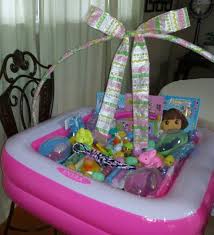 Easter Basket I Made For My 4 Granddaughters Made With A Swimming Pool And Hula Hoop Girls Easter Basket Pool Easter Basket Creative Easter Baskets