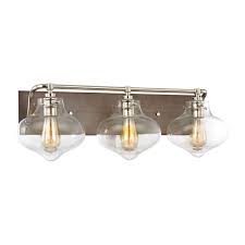 Titan Lighting Kelsey 3 Light Weathered Zinc Vanity Light With Polished Nickel Accents Tn 75361 The Home Depot Polished Nickel Vanity Lighting Elk Lighting