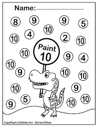 Easter basket easter bunny painting eggs easter egg hunt. Set Of Dinosaur Trex Activity Paint Dot Preschool Coloring Numbers Fot Toddlers Dot Paint Coloring Pages