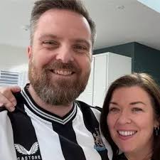 Family and friends wear Toon shirts to the funeral of Newcastle fan Andrew  McWilliams.