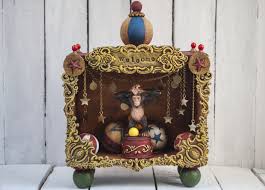 A shadow box display case is the perfect place to display your small collectibles. Vintage Circus Mixed Media Shadow Box Diorama Vignette Shrine Ooak Altered Art Box Assemblage Showcase Circus Lovers Monkey Figure Altered Art Shadow Box Art Shadow Box