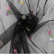 Tissu Tulle Brode Edelweiss Noir Tissu Tulle Tulle Tissu
