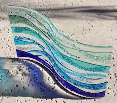 Fused Glass Art Rolling Waves 12 X 18 Glass Wave Etsy Fused Glass Art Fused Glass Glass Fusing Projects
