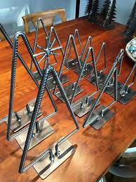 These Are Holiday Trees Made From 3 8 Rebar And 1 8 Steel For The Base Each Is Coated With A Matte Clear Coat Which I Welding Projects Diy Welding Metal Tree