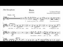 Burn Hamilton Alto Saxophone Cover Sheet Music Youtube