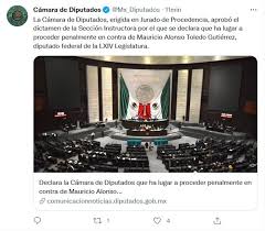 La presidenta de la comisión de gobernación y puntos constitucionales del congreso local, vianey garcía romero, alertó que en caso de mauricio toledo regrese a méxico para tomar protesta como diputado federal reelecto, este podría recuperar el fuero que se le anuló por estar vinculado al delito de enriquecimiento ilícito. N Kdbolcjl Z9m