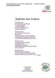 Kort daarna werd hij door de duitsers gevangen genomen en naar een. Gedichten Door Kinderen Kindermonument