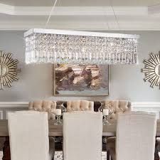 Price match guarantee enjoy free shipping and best selection of rectangular dining room lights that matches your unique tastes and budget. Rectangle Crystal Chandeliers Dining Room Modern Ceiling Light Fixtures Hanging Chandelier Pendant Light Living Room Beautiful Fixture Polished Chrome Finish L31 5 X W9 8 X H8 9 Of Crystop Amazon Com