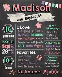 16th Birthday Things To Do 16th Birthday Chalkboard Sign Sweet 16 Birthday Chalkboard Teenage Girl Birthday Chalkboard Sweet 16 Party Decorations Sweet 16 Parties Sweet 16 Sign