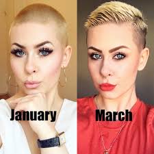 From A Buzzcut To An Undercut Pixie In Under 2 Months Undercut Pixie Growth Hair Buzzcut Nanna Head Hair Growth Really Short Hair White Blonde Hair