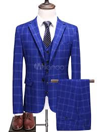Damit meine ich, dass selbst ein schlichter businessanzug mit den richtigen accessoires zum hochzeitsanzug umfunktioniert werden kann. Brautigam Anzug Hubsche 2 Tasten Langarm Plaid Polyester Hochzeitsgast Anzuge Milanoo Com