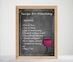 Printable Recipe For Friendship Best Friend Gift Chalkboard Friend Print Friend Birthday Friendship Prin Friendship Recipe Friendship Print Food Printables