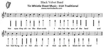Black Velvet Band Whistle Music With Finger Chart Part 1