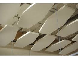 A drop ceiling is a ceiling that is hung below the primary ceiling, and the surface of the ceiling is made up of tiles. Acoustic Ceiling Panels For Sound Absorption From Sontext Architecture Design