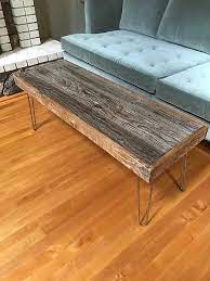 Ships via fed ex ground. Amazon Com 46 X16 X 16 Reclaimed Barnwood Coffee Table With Vintage Steel Hairpin Legs Handmade