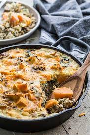 Sweet Potato Breakfast Casserole With Ground Turkey And Eggs Recipe Brunch Dishes Breakfast Casserole Sweet Potato Breakfast Casserole