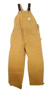 details about carhartt men pants beige size 36x30 duck bib unlined workwear overalls 129 068