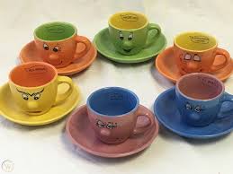 Start your day off right with a custom mug. Levtov Espresso Cups Set Of 6 Faces Expressions 3d Vintage Coffee Mugs Italian 1787744537