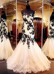 Sleeveless Mermaid Formal Occasion Prom Dress With Black Appliques Lace Wedding Dress Tulle Lace Wedding Dresses Black Tulle Wedding Dress