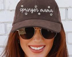 Floral Springer Dog Mom Corduroy Embroidered Hat, Daisy Springer Dog  Baseball Cap, Springer Dog Lover Gift, Flower Embroidery Vet Tech Gift