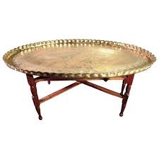 Mid Century Large Oval Moroccan Brass Tea Table Tea Table Table Mid Century