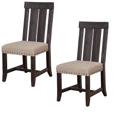 31.5w x 30d x 32.5t. Wooden Chair With Fabric Upholstered Seat And Slat Style Back Set Of 2 Black And Beige On Sale Overstock 30630854