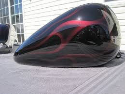 Softail Standard Custom Or Night Train Fits Carb Or Injection Base Black With Candy Apple Red Gh Custom Paint Motorcycle Harley Davidson Motorcycle Painting