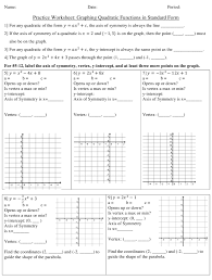 First, they determine the equation of the axis of. Graphing Quadratic Functions In Standard Form Worksheet Download Printable Pdf Templateroller