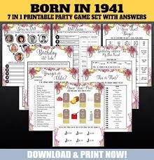 Read on for some hilarious trivia questions that will make your brain and your funny bone work overtime. 1941 Birthday Party Games 80th Party Trivia Games Born In Etsy In 2021 Birthday Party Games Party Games Games For Men