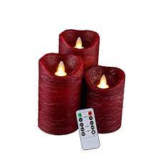 Luminara Flameless Moving Wick Candle Wine Red Water Ripple Matte Candle Light Real Wax Real Beat Flame Le Flameless Candles With Remote Candle Carving Candles