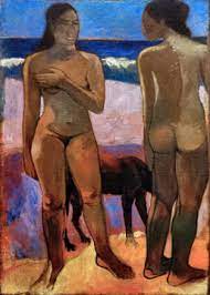 Femmes de tahiti) is an 1891 painting by paul gauguin.the painting depicts two women on the pacific island of tahiti on the beach. Paul Gauguin 2 Tahitian Women On The Beach Art Print Canvas On Stretcher