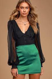 Checking In Emerald Green Satin Mini Skirt Chic Skirts Mini Skirts Dressy Attire