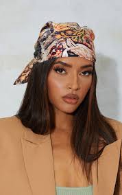 Yellow Roman Horse Mosaic Print Satin Bandana