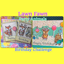 Card Wars Lawn Fawn Party Animals Birthday Collaboration With Fern Bainbridge Animal Party Animal Birthday Lawn Fawn