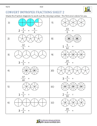 Convert Improper Fractions Sheet 2 In 2020 Fractions Worksheets Improper Fractions Fractions
